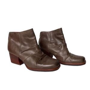 Kork-Ease Kissel Women's Gray Brown Leather Ankle Boot Block leather Heel Sz 6.5
